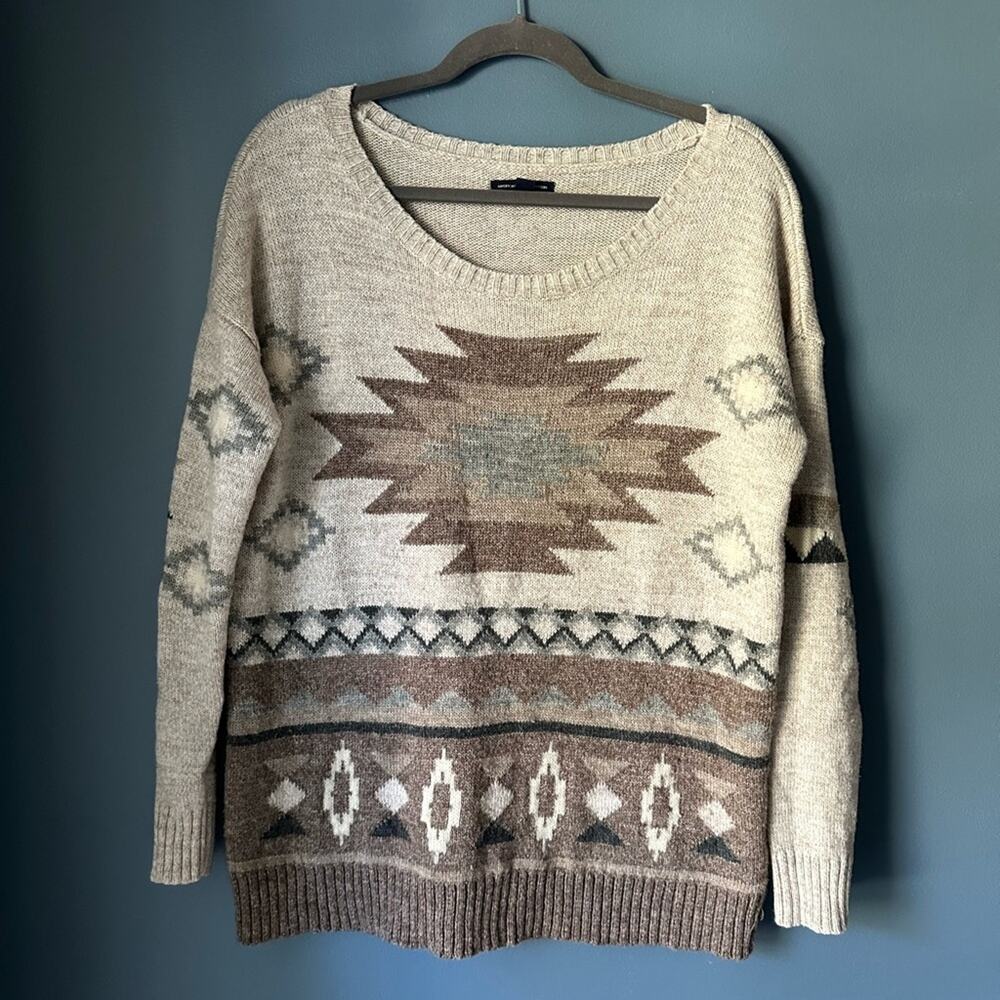 American eagle neutral southwest oversized sweater